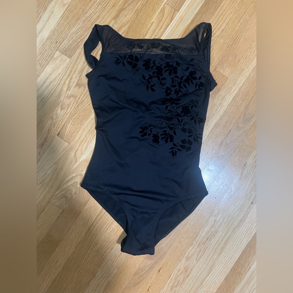 Elegant Black Floral Leotard
